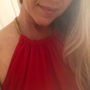 Dressy red shorts, halter-neck romper